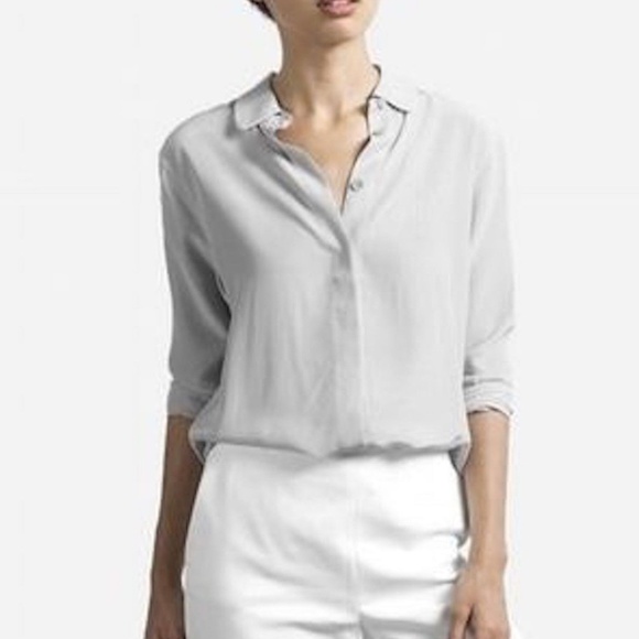 Everlane Tops - Everlane SILK 100% BLOUSE ROUNDED COLLAR GRAY